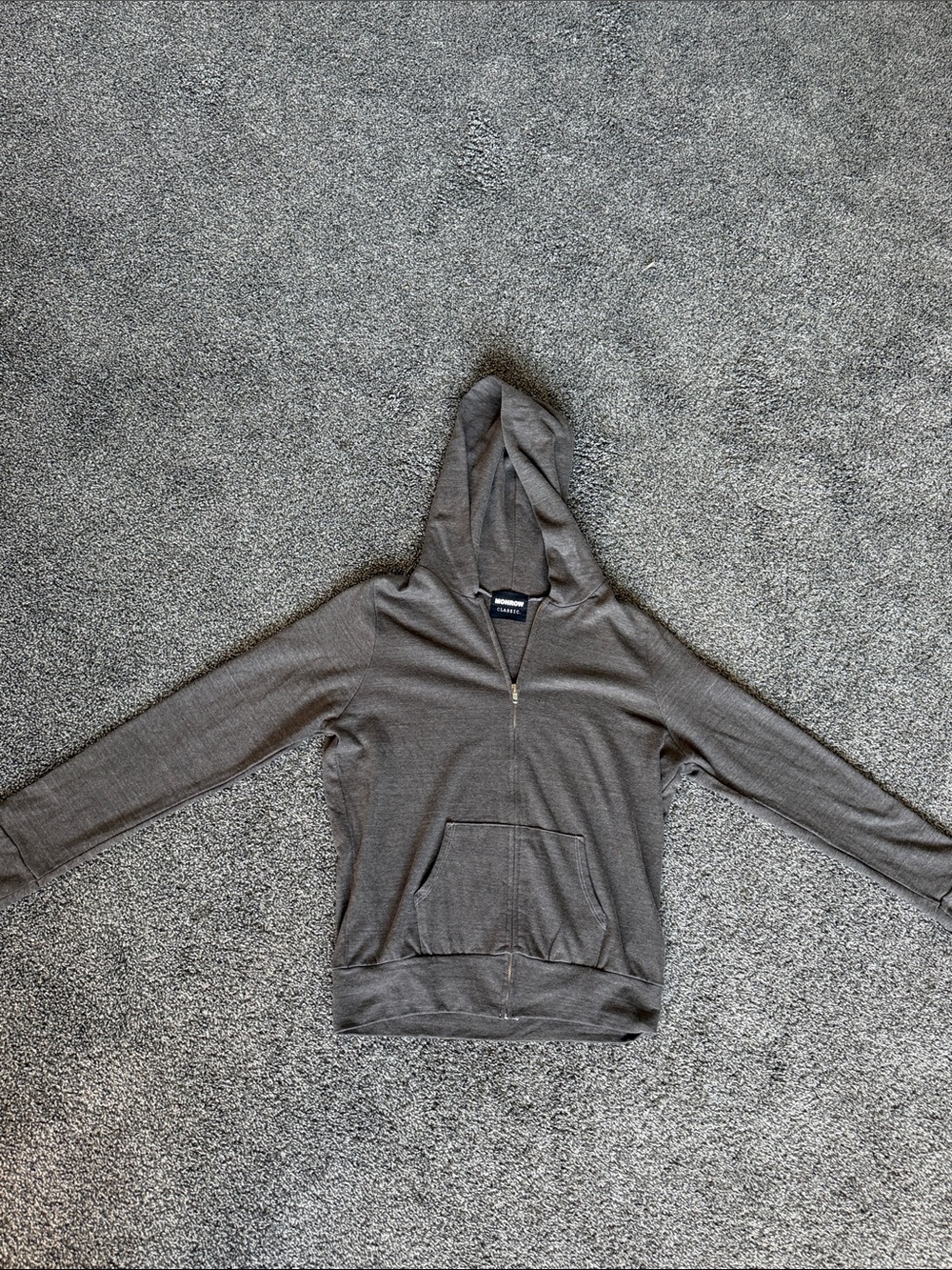 Monrow women’s Heather Gray Half-Zip Hooded Sweater